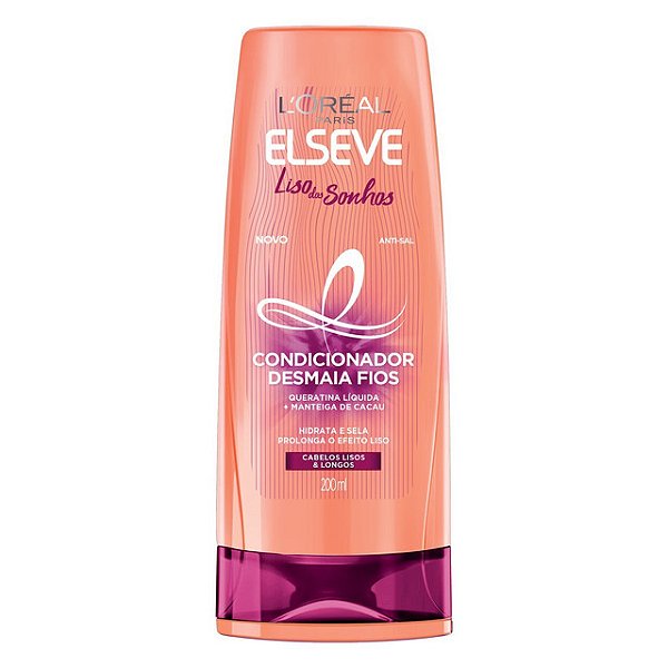 Condicionador Elseve Liso Sonhos/Desmaia Fios 200Ml - Embalagem 1X200 ML