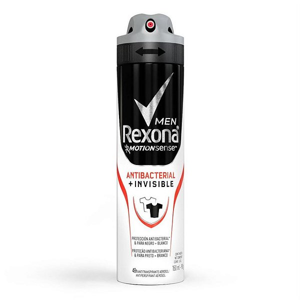 Desodorante Aerossol Rexona Masculino Antibacterial Invisible 90Gr - Embalagem 1X90 GR
