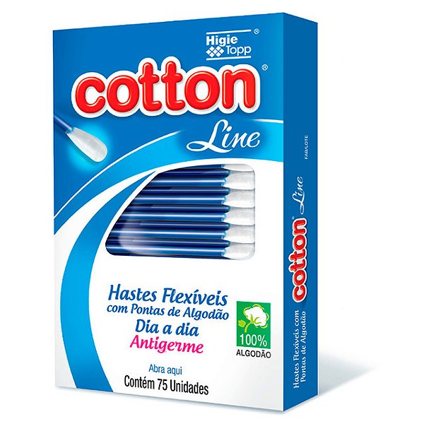 Hastes Flexiveis Cotton Line Com 75 Unidades - Embalagem 1X75 UN