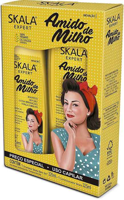 Kit Skala Shampoo 325Ml + Condicionador 325Ml Amido De Milho - Embalagem 1X2 UN