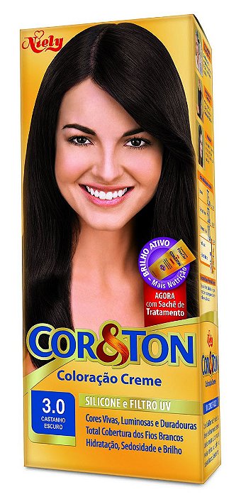 Tintura Para Cabelo Cor&Ton 3.0 Castanho Escuro 135Gr - Embalagem 1X135 GR