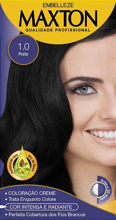 Tintura Para Cabelo Maxton 1.0 Preto 50Gr - Embalagem 1X50 GR