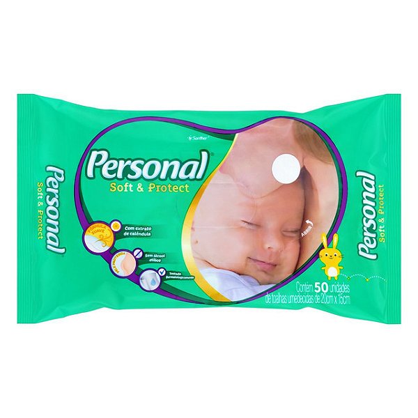 Lenco Umedecido Refil Toalha Personal Baby Soft & Protect Com 50 Lencos - Embalagem 1X50 UN