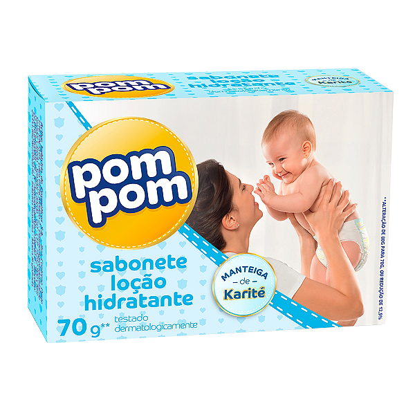 Sabonete Infantil Pom Pom Hidratante Branco 70Gr - Embalagem 12X70 GR - Preço Unitário R$3,43
