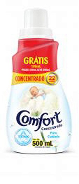 Amaciante De Roupas Concentrado Comfort Puro Cuidado Leve 500Ml Pague 400Ml - Embalagem 12X500 ML - Preço Unitário R$8,43