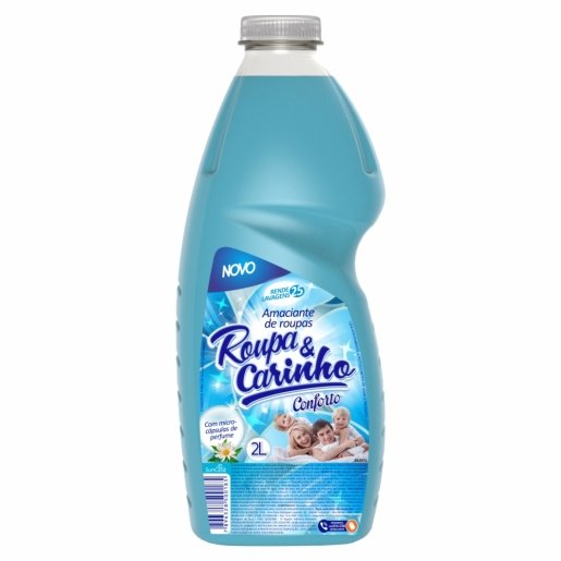 Amaciante De Roupas Roupa & Carinho Conforto Azul 2 Litros - Embalagem 6X2 LT - Preço Unitário R$5,41