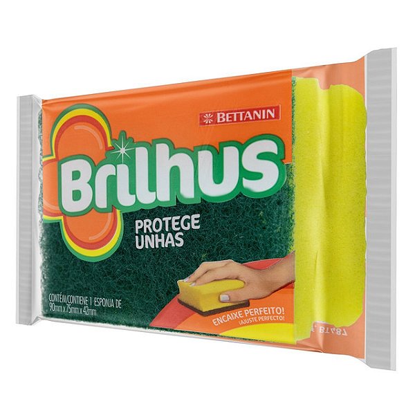 Esponja Bucha Brilhus Dupla Face Protege Unhas - Embalagem 12X1 UN - Preço Unitário R$2,57