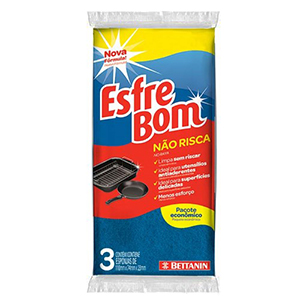 Esponja Bucha Esfrebom Nao Risca Pacote Economico Com 3 Unidades - Embalagem 1X3 UN