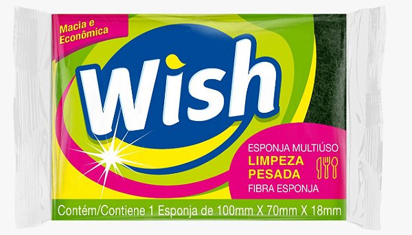 Esponja Bucha Limppano Dupla Face Wish - Embalagem 60X1 UN - Preço Unitário R$0,71
