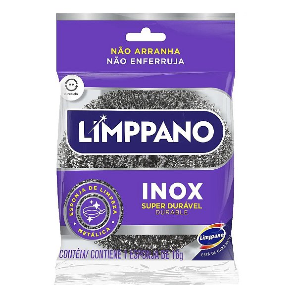 Esponja Bucha Limppano Inox - Embalagem 24X1 UN - Preço Unitário R$3,02