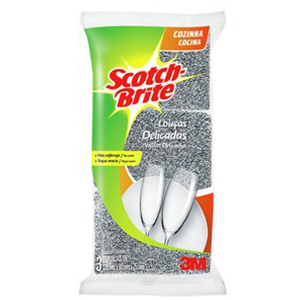 Esponja Bucha Scoth Brite Prateada Com 3 Unidades - Embalagem 1X3 UN