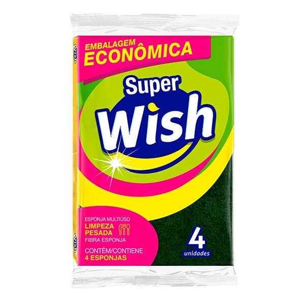 Esponja Bucha Super Wish Dupla Face Leve 4 Unidades Pague 3 - Embalagem 1X4 UN