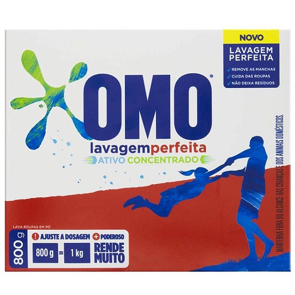 Detergente Lava Roupas Sabao Em Po Omo Caixa Lavagem Perfeita 800Gr - Embalagem 20X800 GR - Preço Unitário R$11,33