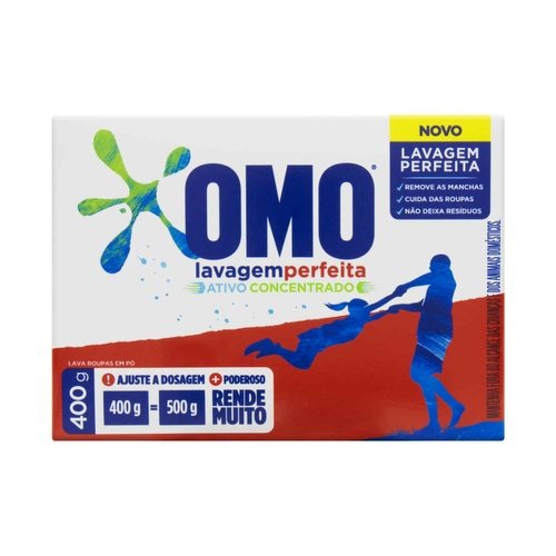 Detergente Lava Roupas Sabao Em Po Omo Caixa Lavagem Perfeita 400Gr - Embalagem 24X400 GR - Preço Unitário R$6,96