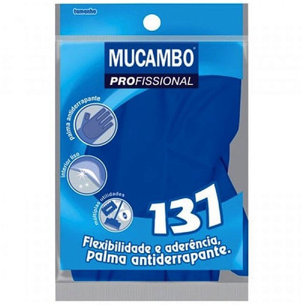Luva Multiuso Latex Mucambo Azul - Tamanho M - Par - Embalagem 10X1 PAR - Preço Unitário R$4,55