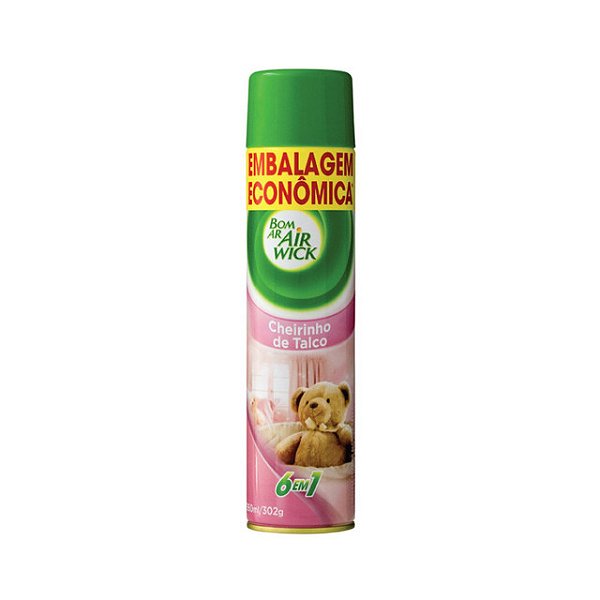 Aromatizante Odorizador Purificador De Ar Bom Ar Aerossol Cheiro De Talco 6 Em 1 - 360Ml - Embalagem 1X360 ML