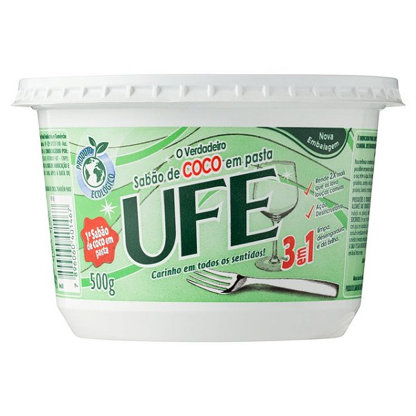 Sabao Em Pasta Ufe Coco 500Gr - Embalagem 18X500 GR - Preço Unitário R$9,56