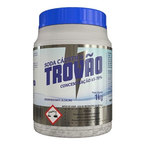 Soda Caustica Pote Trovao 70% - 1 Kg - Embalagem 12X1 KG - Preço Unitário R$15,01