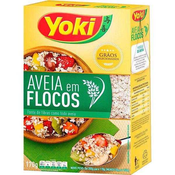 Aveia Yoki Flocos 170Gr - Embalagem 12X170 GR - Preço Unitário R$4,21