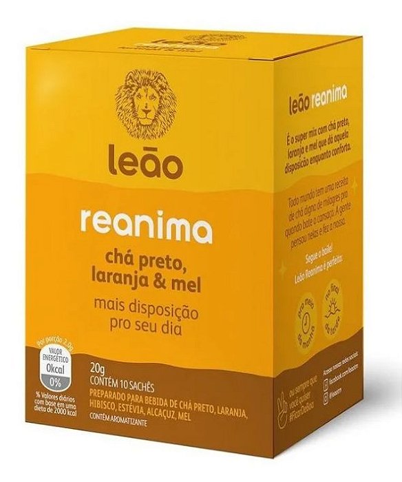 Cha Leao Preto Laranja E Mel Funcionais Reanima Com 10 Saches - Embalagem 1X10 UN