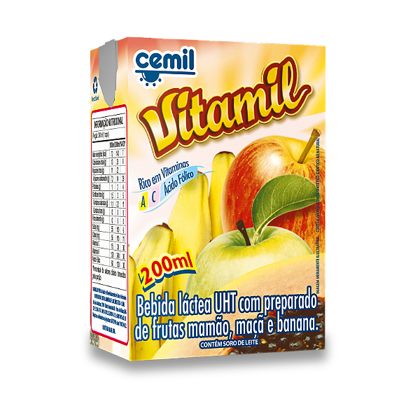 Bebida Lactea Cemil Frutas Vitamil Uht Tetrapack  200Ml - Embalagem 27X200 ML - Preço Unitário R$1,21