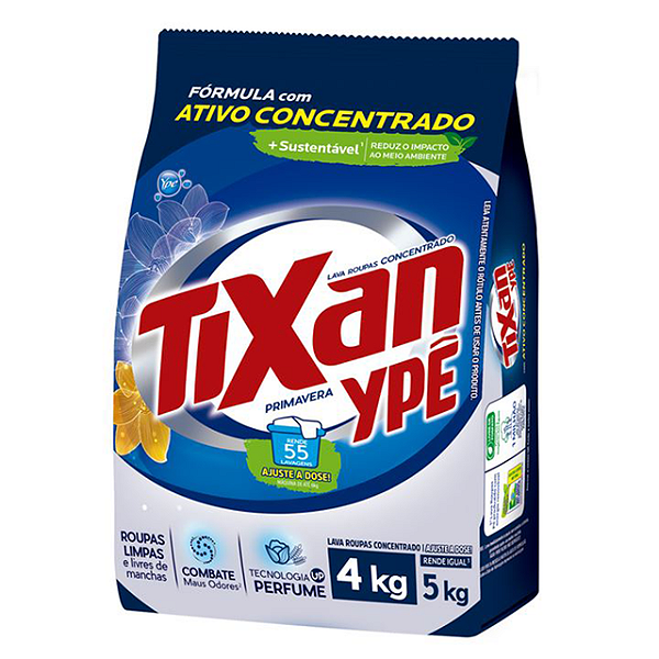 Detergente Lava Roupas Sabao Em Po Tixan Sache Primavera Azul 4Kg - Embalagem 1X4 KG