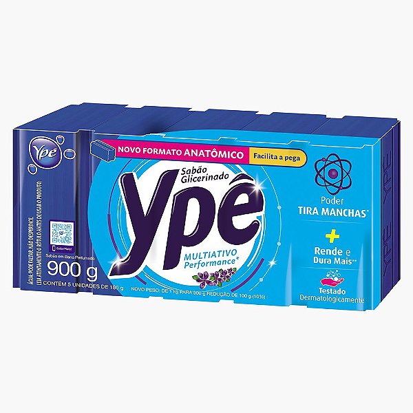 Sabao Em Barra Ype Mult Ativo Azul Glicerinado Com 5 Unidades 160Gr - Embalagem 12X5X160 GR - Preço Unitário R$14,52