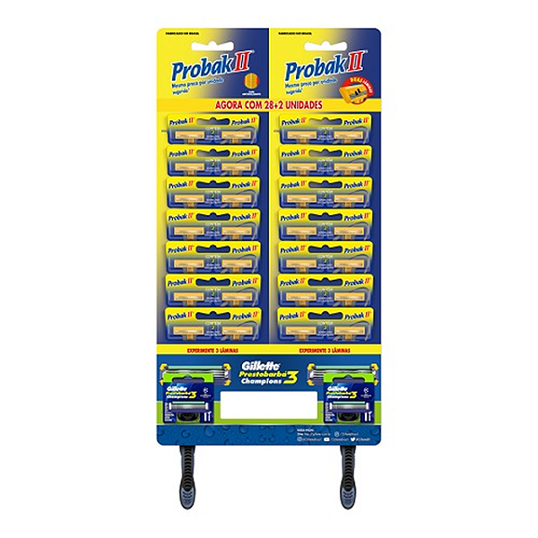 Aparelho De Barbear Probak Ii Cartela com 14 Pares + 2 Unidades Gratis Do Aparelho De Barbear Champions 3 - Embalagem 14X2 UN - Preço Unitário R$3,45