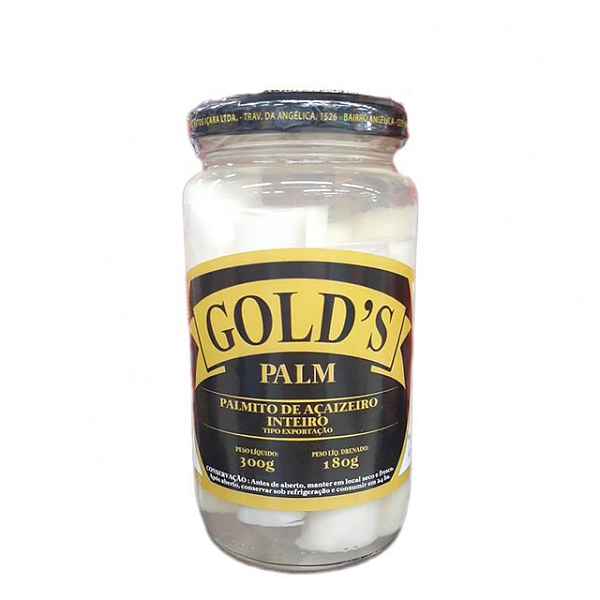 Palmito Golds Palm Acai Inteiro Vidro 180Gr - Embalagem 6X180 GR - Preço Unitário R$15,82