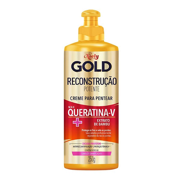Creme De Cabelo Para Pentear Niely Gold Reconstrucao Potente Queratina E Extrato De Bambu 250Ml - Embalagem 1X250 ML
