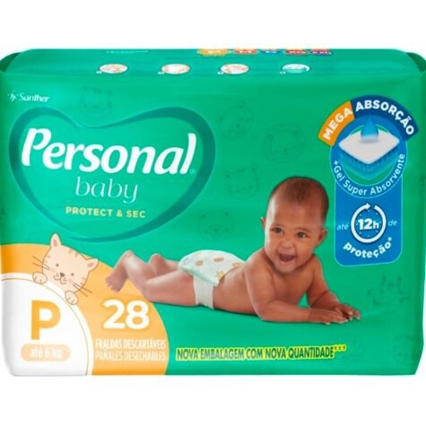 Fralda Descartável Economica Personal Baby Pequena Pacote Com 28 Fraldas - Embalagem 1X28 UN
