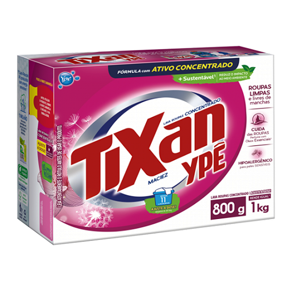 Detergente Lava Roupas Sabao Em Po Tixan Maciez Rosa Caixa 800Gr - Embalagem 24X800 GR - Preço Unitário R$10,06