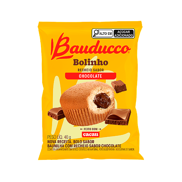 Bolinho Bauducco Baunilha Com Recheio De Chocolate 40Gr - Embalagem 16X40 GR - Preço Unitário R$1,95