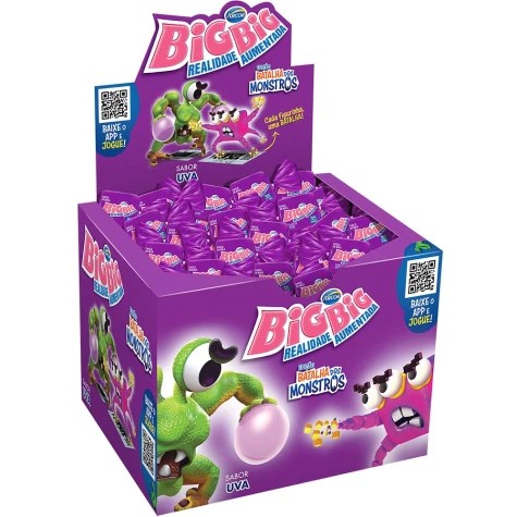 Chiclete Big Big Uva Com 100 Unidades - Embalagem 1X100 UN
