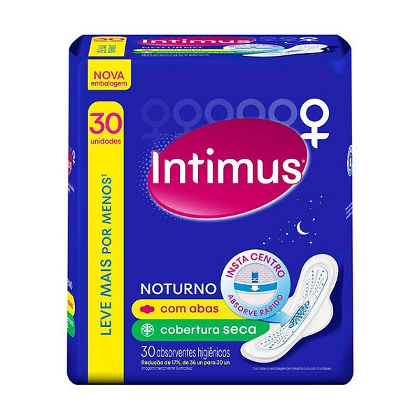 Absorvente Intimus Gel Cobertura Suave Normal Noturno Com Abas Com 30 Unidades - Embalagem 1X30 UN