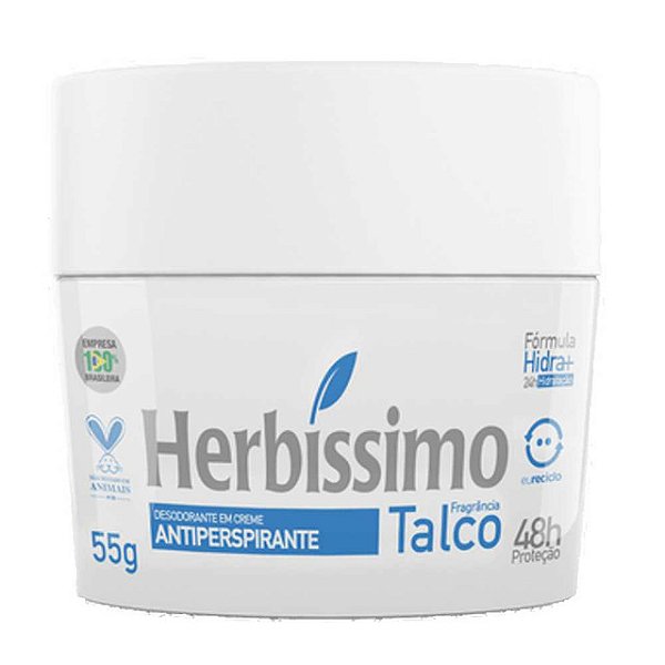 Desodorante Creme Herbissimo Talco 55Gr - Embalagem 12X55 GR - Preço Unitário R$5,34