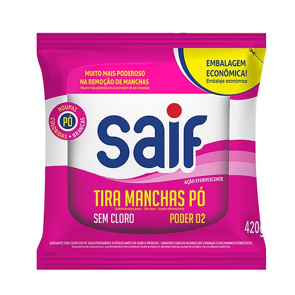 Tira Manchas Em Po Saif Poder O2 - 420Gr - Embalagem 6X420 GR - Preço Unitário R$14,00