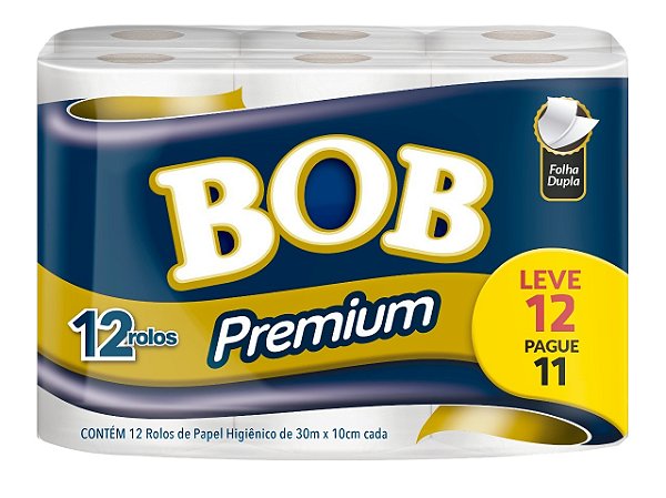 Papel Higienico Bob Folha Dupla 12X30M Premium Leve 12 Pague 11 - Embalagem 6X12X30MTS - Preço Unitário R$12,96