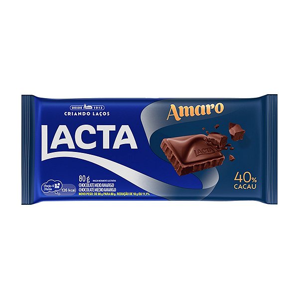 Chocolate Tablete Lacta Amaro 80Gr - Embalagem 17X80 GR - Preço Unitário R$7,73