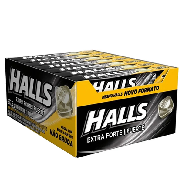 Drops Halls Extra Forte Display Com 21 - Embalagem 21X1 UN - Preço Unitário R$1,33