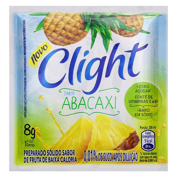 Refresco Em Po Diet Clight Abacaxi 8Gr - Embalagem 15X8 GR - Preço Unitário R$1,73