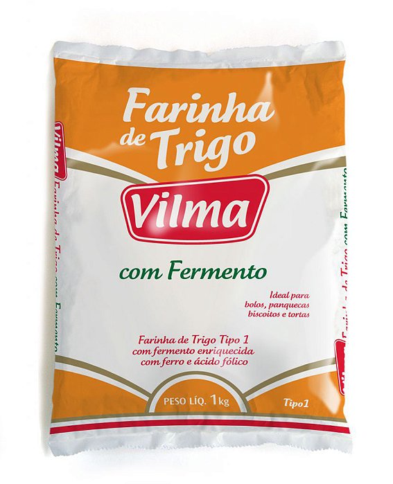 Farinha De Trigo Vilma Com Fermento Tipo 1 Embalagem Plastico 1Kg - Embalagem 10X1 KG - Preço Unitário R$5,29