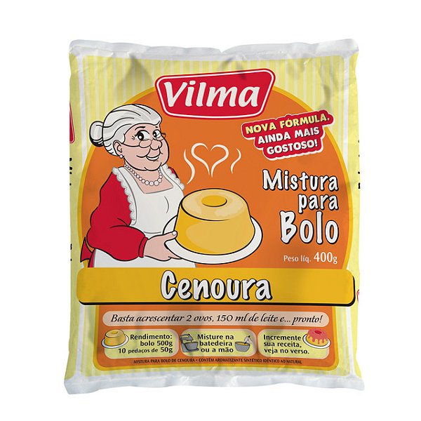 Mistura Para Bolo Vilma Cenoura Sache 400Gr - Embalagem 12X400 GR - Preço Unitário R$4,69