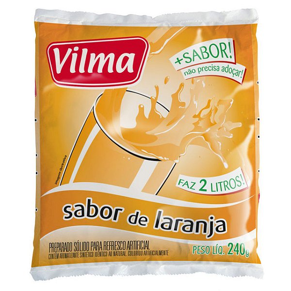 Refresco Em Po Adocado Vilma Laranja 240Gr - Embalagem 12X240 GR - Preço Unitário R$3,07
