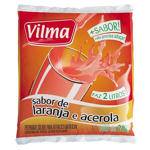 Refresco Em Po Adocado Vilma Laranja Com Acerola 240Gr - Embalagem 12X240 GR - Preço Unitário R$3,07