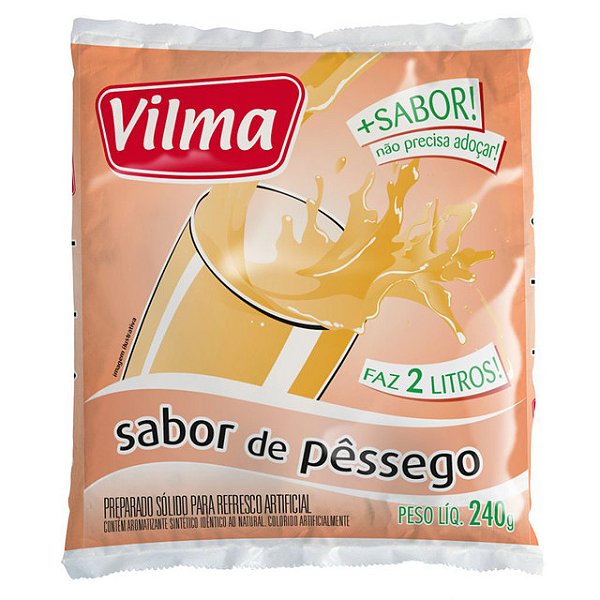 Refresco Em Po Adocado Vilma Pesssego 240Gr - Embalagem 12X240 GR - Preço Unitário R$3,07