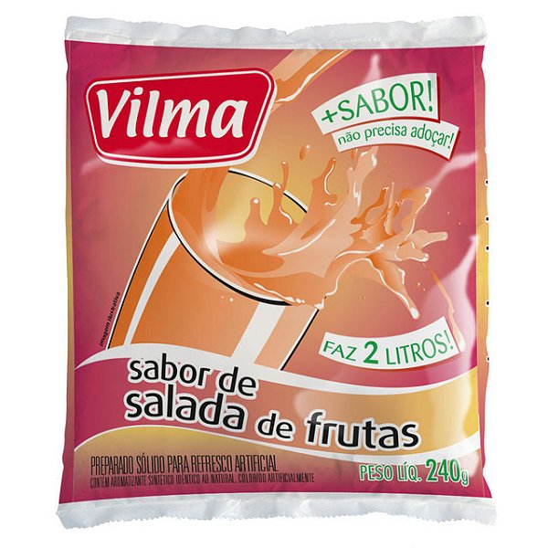 Refresco Em Po Adocado Vilma Salada De Frutas 240Gr - Embalagem 12X240 GR - Preço Unitário R$3,07