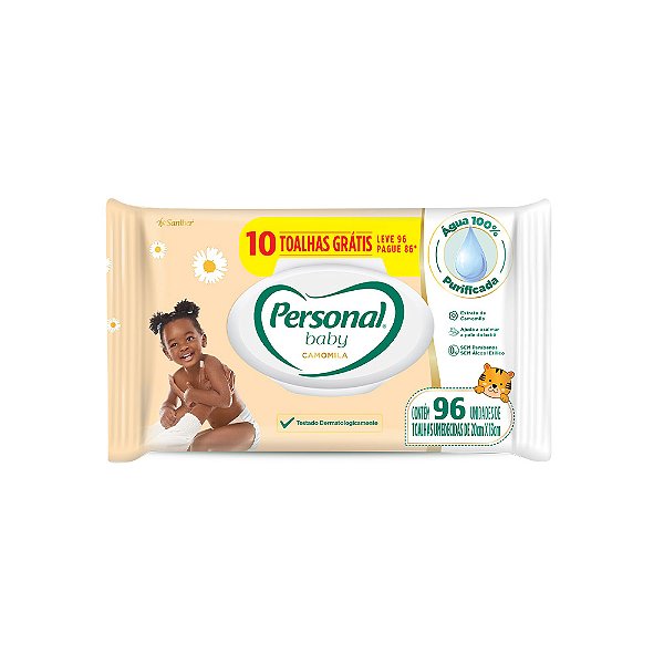 Lenco Umedecido Toalha Personal Baby Camomila Leve 96 Lencos Pague 86 - Embalagem 1X96 UN