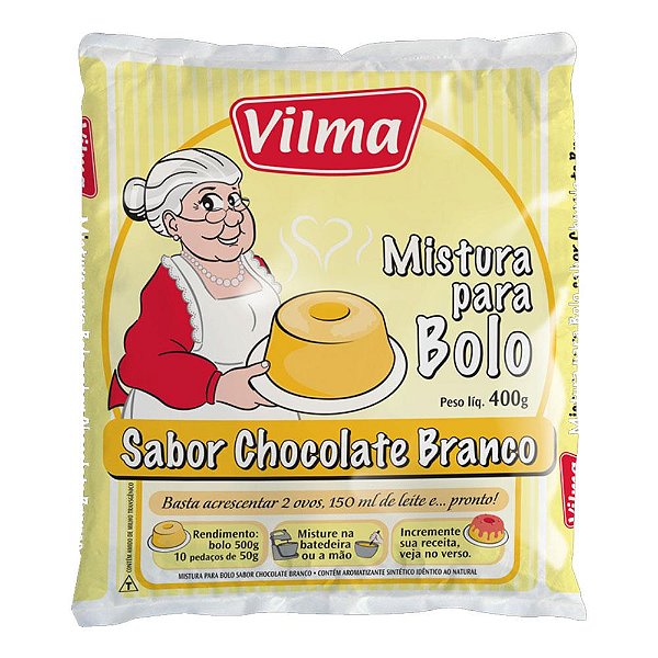Mistura Para Bolo Vilma Chocolate Branco Sache 400Gr - Embalagem 12X400 GR - Preço Unitário R$4,69