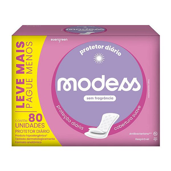 Absorvente Modess Protetor Diario Suave Com 80 Unidades - Embalagem 1X80 UN